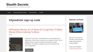 hitpredictor sign up code | | Stealth Secrets