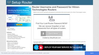 Router Username and Password for Hitron-Technologies Routers