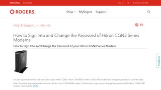How to Sign Into and Change the Password of Hitron CGN3 ... - Rogers