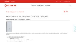 How to Reset your Hitron CODA 4582 Modem - Rogers