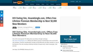 HIV Dating Site, hivandsingle.com, Offers Free Lifetime Premium ...