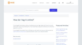 How do I log in online? | FAQs | Hive Home
