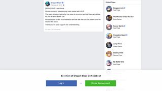 Dragon Blaze - [Notice] HIVE Login Issue We are currently... | Facebook