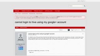 cannot login to hive using my google+ account - Com2us Forums