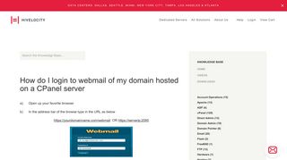 How do I login to webmail of my domain hosted on a ... - Hivelocity