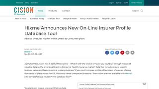 Hixme Announces New On-Line Insurer Profile Database Tool