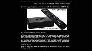 HONG KONG UKTV - IPTV EXPAT TELEVISION - SKY TV in Spain