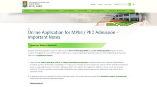 Online Application for Admission - HKU Graduate School