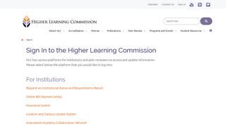 Sign In | General - The Higher Learning Commission