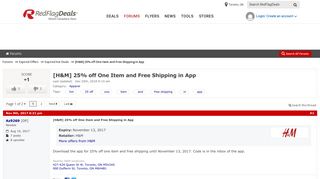 [H&M] 25% off One Item and Free Shipping in App - RedFlagDeals.com ...
