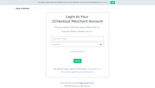 Sign In to your 2Checkout Merchant Account