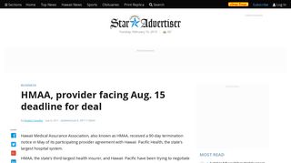 HMAA, provider facing Aug. 15 deadline for deal