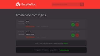 hmaservice.com passwords - BugMeNot
