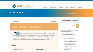 Math 180 Course II Getting Started | Math Solutions