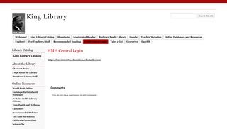 HMH Central Login - King Library - Google Sites