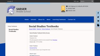 Social Studies Textbooks - Saeger Middle