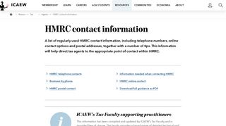 HMRC contact information | ICAEW