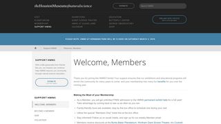 Welcome, Members | Houston Museum Of Natural Science