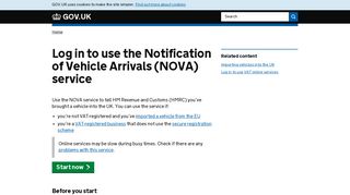 Log in to use the Notification of Vehicle Arrivals (NOVA) service - Gov.uk