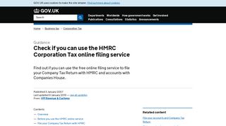 Check if you can use the HMRC Corporation Tax online filing service ...