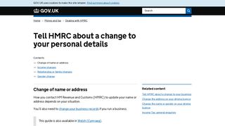 Tell HMRC about a change to your personal details - GOV.UK