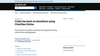 Claim tax back on donations using Charities Online - GOV.UK