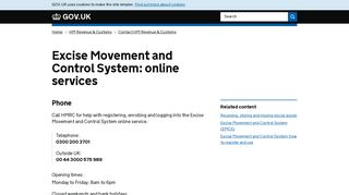 Excise Movement and Control System: online services - GOV.UK