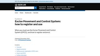Excise Movement and Control System: how to register and use - Gov.uk