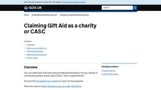 Claiming Gift Aid as a charity or CASC - GOV.UK