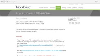 How to process a Gift Aid Claim - Blackbaud Knowledgebase