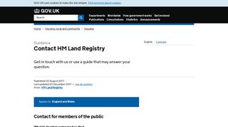 Contact HM Land Registry - GOV.UK