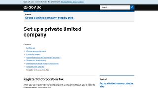 Set up a private limited company: Register for Corporation Tax - GOV.UK