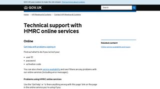 Technical support with HMRC online services - GOV.UK