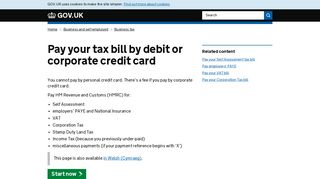 Pay your tax bill by debit or corporate credit card - GOV.UK