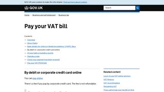Pay your VAT bill: By debit or corporate credit card online - GOV.UK