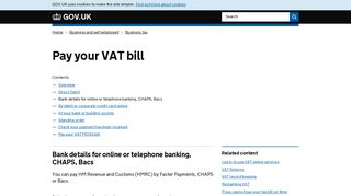 Pay your VAT bill: Bank details for online or telephone banking ...