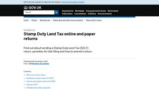 Stamp Duty Land Tax online and paper returns - GOV.UK