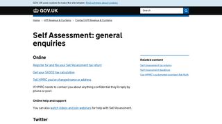 Self Assessment: general enquiries - GOV.UK