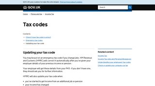Tax codes: Updating your tax code - GOV.UK