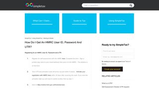 How Do I Get An HMRC User ID, Password and UTR? – SimpleTax