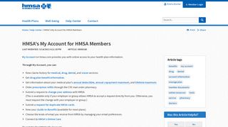 HMSA's My Account for HMSA Members - Hmsa.com