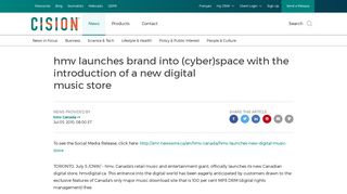 CNW | hmv launches brand into (cyber)space with the introduction of a ...
