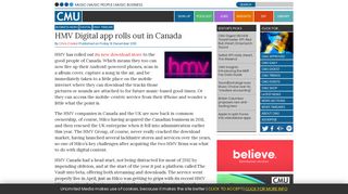 HMV Digital app rolls out in Canada | Complete Music Update
