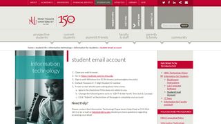 Student Email Accounts for Holy Names University Students
