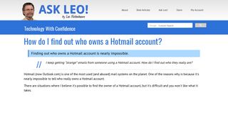How do I find out who owns a Hotmail account? - Ask Leo!