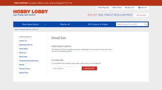 Email List - Hobby Lobby