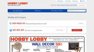 Weekly Ad & Coupon - Hobby Lobby