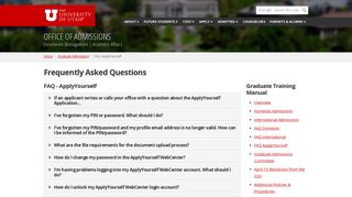 GART 2014 - FAQ, ApplyYourself - Office of Admissions - The ...