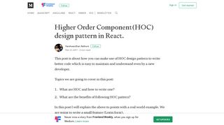 Higher Order Component(HOC) design pattern in React. - Medium