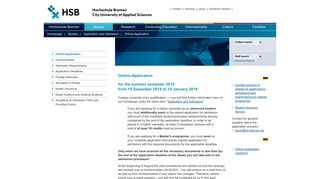 Hochschule Bremen - Online-Bewerbung